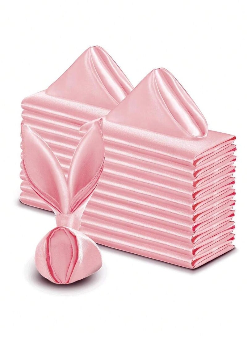 Pink Satin Table Napkins – Set of 4 Reusable Napkins for Elegant Table Decoration, Ideal for Special Occasions and Celebrations.  - Image 1