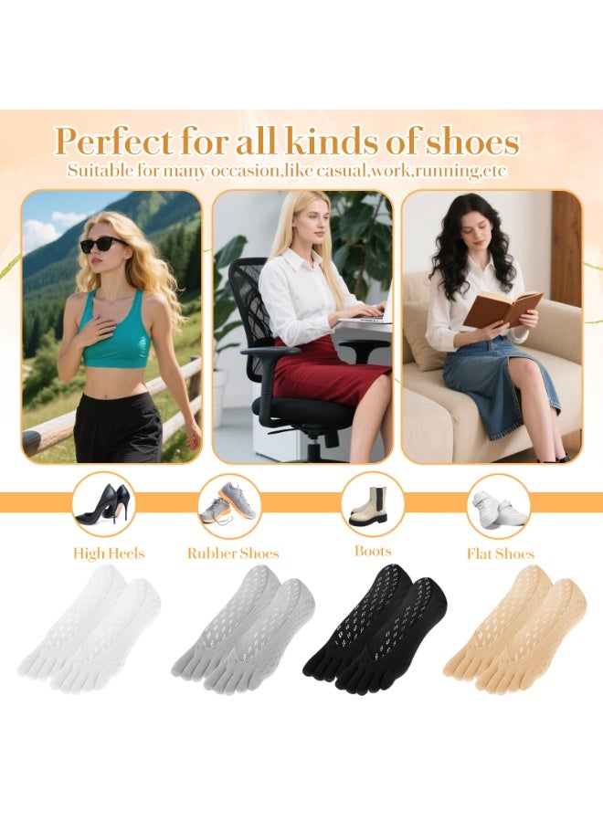 4 Pairs Ortho Toe Compression Socks, Bunion Toe Alignment Relief Socks Toe Sock for Women No Show Low Cut Five Finger Sock for Women & Men Full Toe Yoga Sock - Image 4