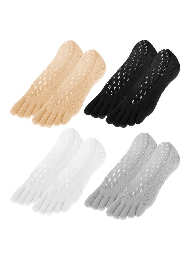 4 Pairs Ortho Toe Compression Socks, Bunion Toe Alignment Relief Socks Toe Sock for Women No Show Low Cut Five Finger Sock for Women & Men Full Toe Yoga Sock - Image 1