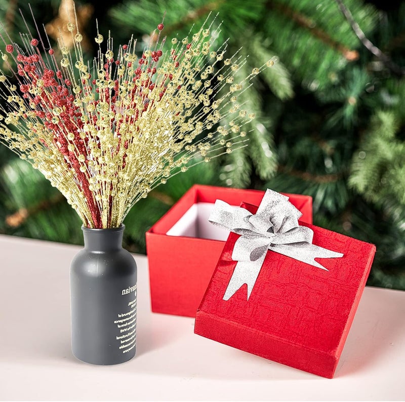 Artificial Glitter Berry Stems, 50cm Golden Christmas Picks, Decorative Sticks for Vase, Tree, Wreath, Wedding, Party Decor - Image 5