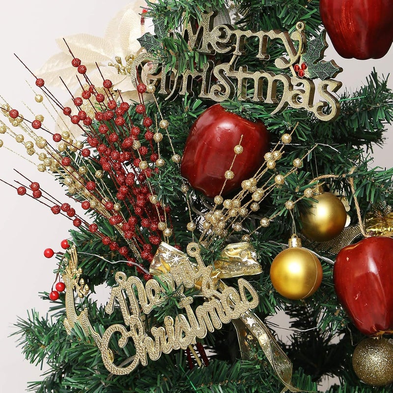 Artificial Glitter Berry Stems, 50cm Golden Christmas Picks, Decorative Sticks for Vase, Tree, Wreath, Wedding, Party Decor - Image 3