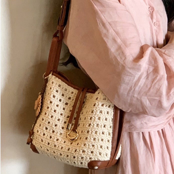 Beach Tote Bag Women Large Capacity Bucket Bag Summer Sunflower Woven Handbag Shoulder Crossbody Bag - Image 1