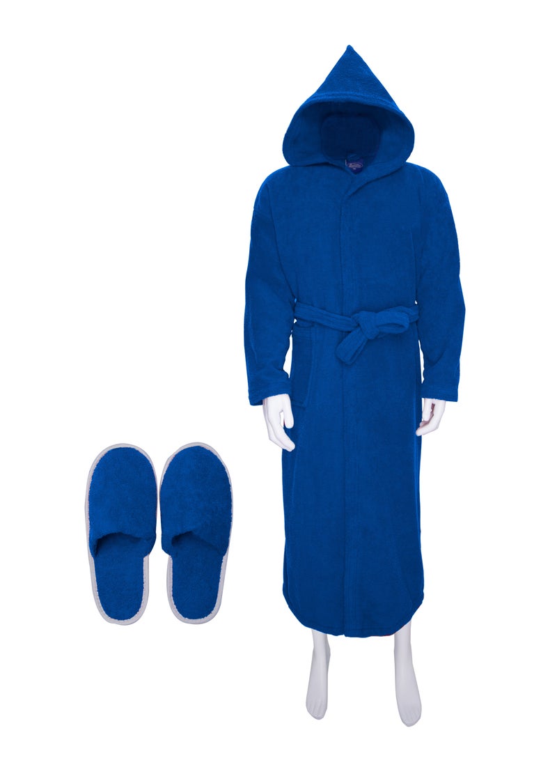 Banotex Soft cotton bathrobe with pockets and a distinctive waist belt in an elegant design, blue color, size 4XL  - Image 1