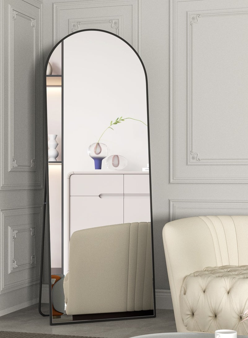 CASSILANDO Full Length Mirror 162x53cm Arch Floor Mirror with Stand Arched Mirror Full Body Mirror Black Standing Hanging or Leaning Against Wall for Bedroom - Image 2