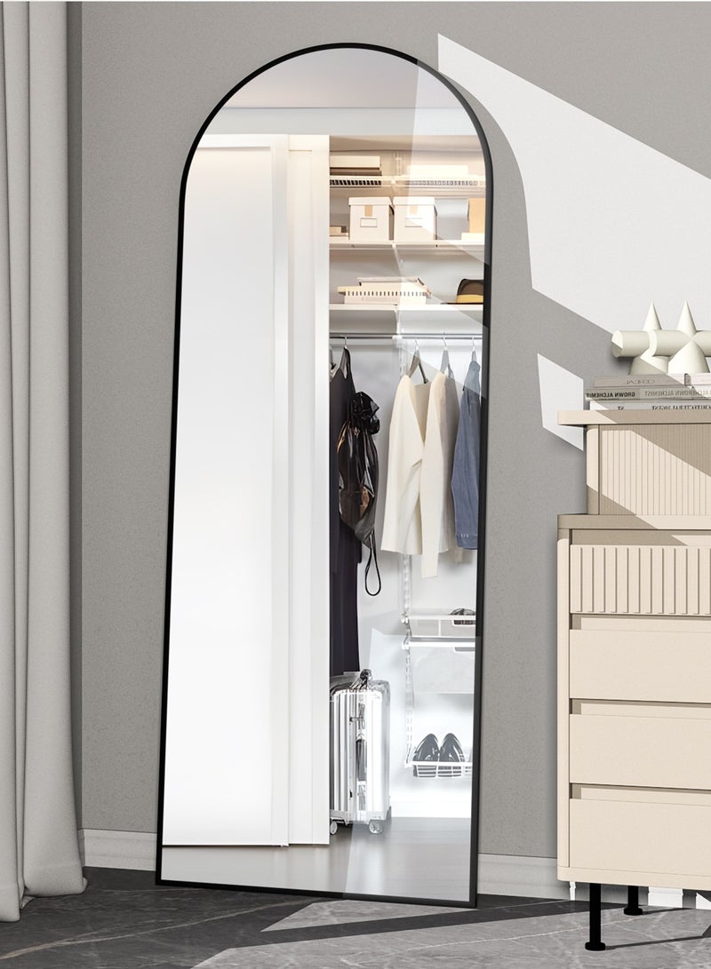 CASSILANDO Full Length Mirror 162x53cm Arch Floor Mirror with Stand Arched Mirror Full Body Mirror Black Standing Hanging or Leaning Against Wall for Bedroom - Image 3