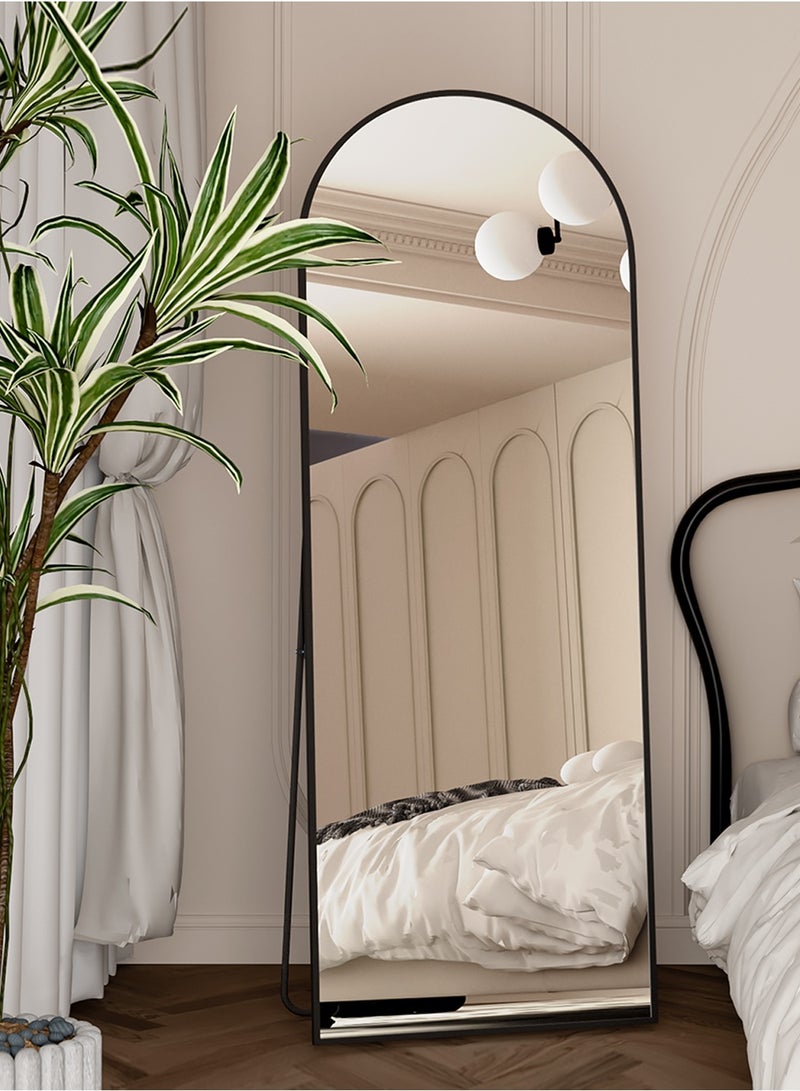 CASSILANDO Full Length Mirror 162x53cm Arch Floor Mirror with Stand Arched Mirror Full Body Mirror Black Standing Hanging or Leaning Against Wall for Bedroom - Image 1
