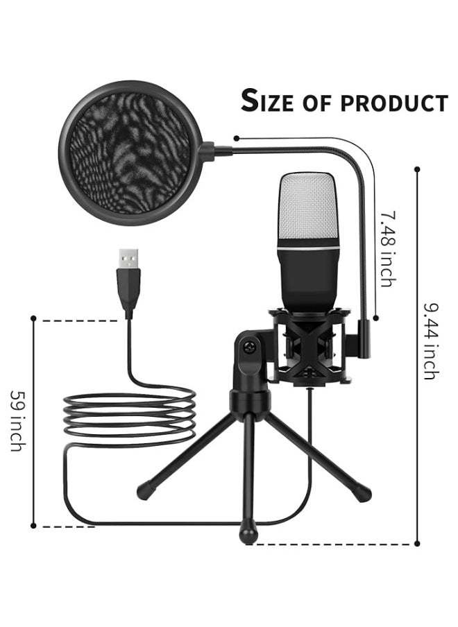 Generic - PC Gaming USB Microphone, RGB Computer Mic for Professional Recording, Built-in Professional Sound Set, Podcast Mic with Tripod and Noise Reduction Filter for Singing, Streaming, Gamer, Online Chat - Image 1