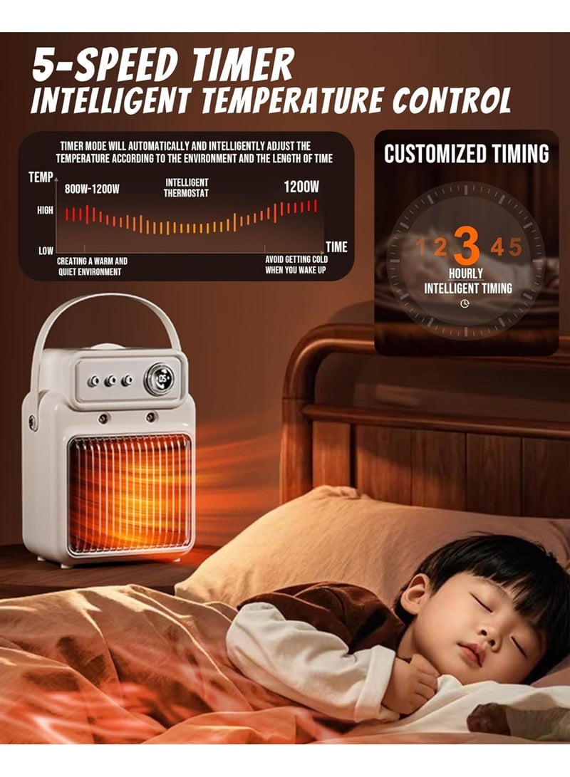 أوريون ماكس مدفأة كهربائية محمولة رقمية 3 في 1 مع مروحة تبريد ومرطب، أوضاع تسخين قابلة للتعديل بقوة 800 وات/1200 وات، حماية من الانقلاب والسخونة الزائدة، مدفأة مكتب صغيرة الحجم للاستخدام في المنزل والمكتب وغرفة النوم - Image 4