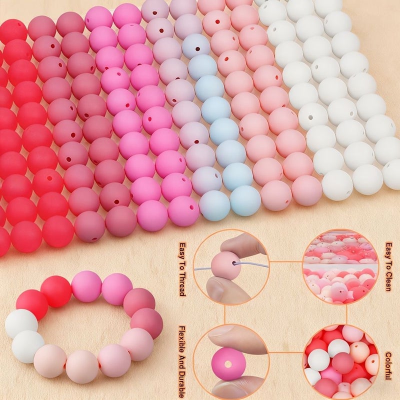 Mixed Color Silicone Beads 9mm 55pcs Round Bulk for DIY Bracelets Pens Crafts - Image 2