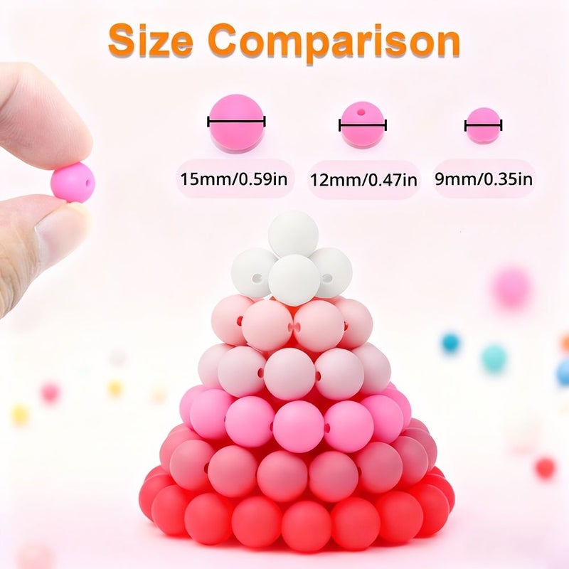 Mixed Color Silicone Beads 9mm 55pcs Round Bulk for DIY Bracelets Pens Crafts - Image 4