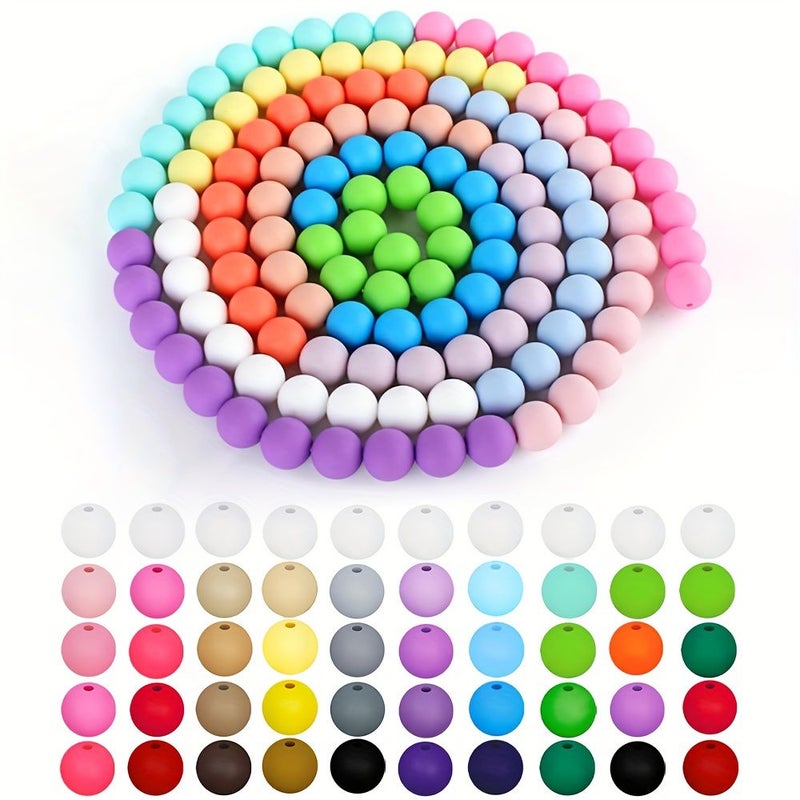 Mixed Color Silicone Beads 9mm 55pcs Round Bulk for DIY Bracelets Pens Crafts - Image 1