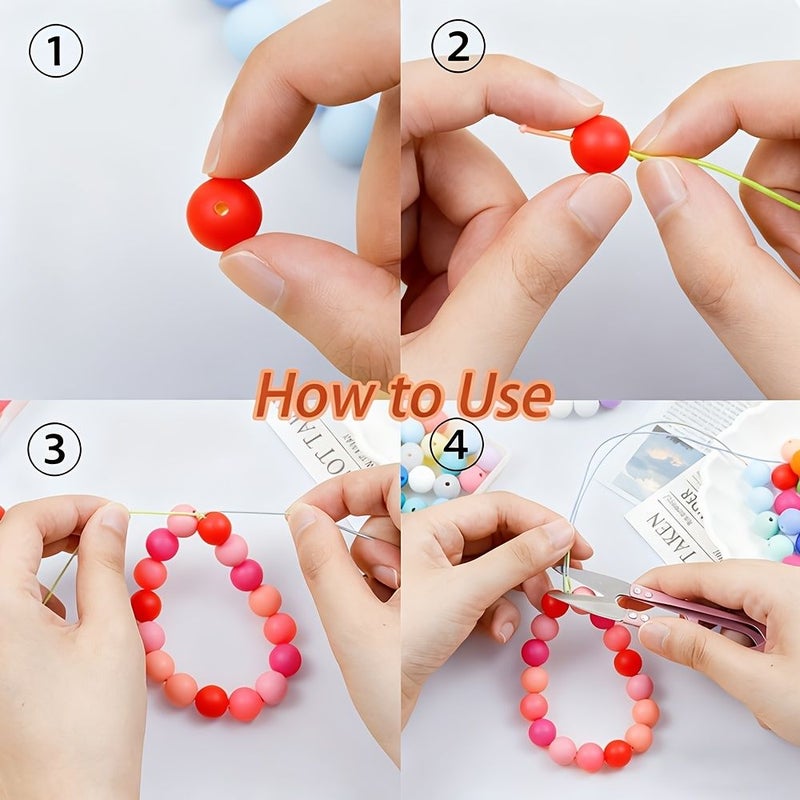 Mixed Color Silicone Beads 9mm 55pcs Round Bulk for DIY Bracelets Pens Crafts - Image 3