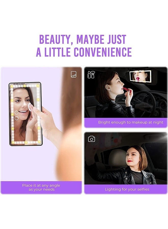 Car Sun Visor Makeup Mirror 🔋 Rechargeable LED Mirror with 3 Light Modes & 60 Beads 💡 Large Clear Screen for Car, SUV & Truck - Image 5