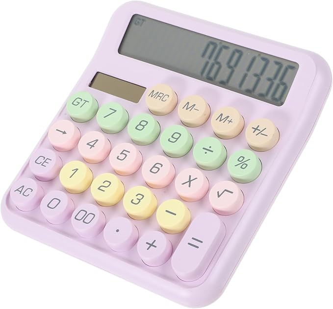 Purple Handheld Mechanical Keyboard Calculator Portable Lightweight For Office School - Image 1