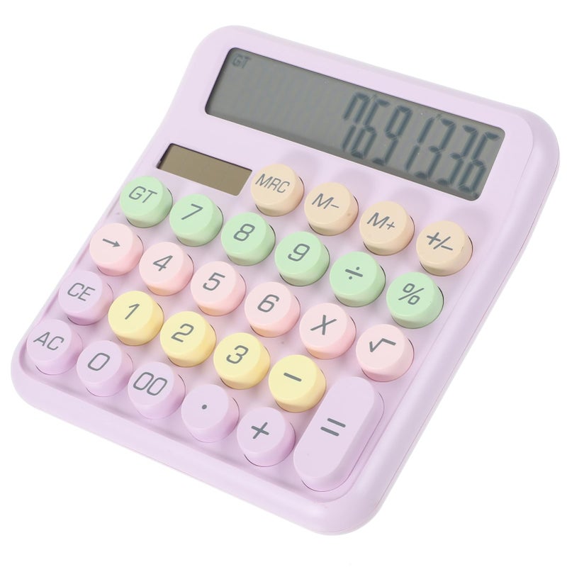 Purple Handheld Mechanical Keyboard Calculator Portable Lightweight For Office School - Image 2