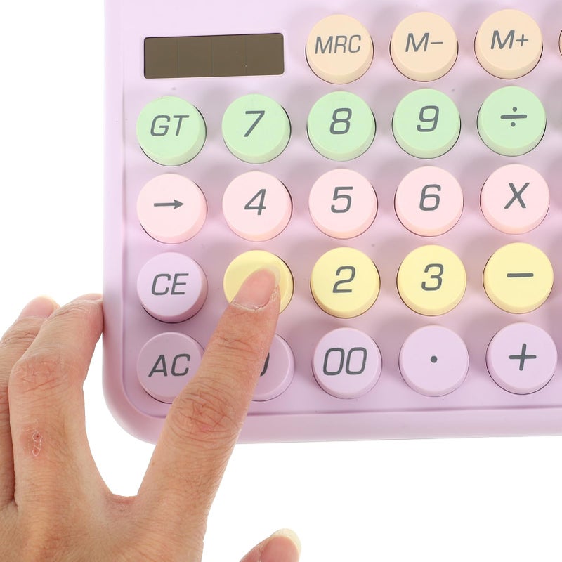 Purple Handheld Mechanical Keyboard Calculator Portable Lightweight For Office School - Image 4