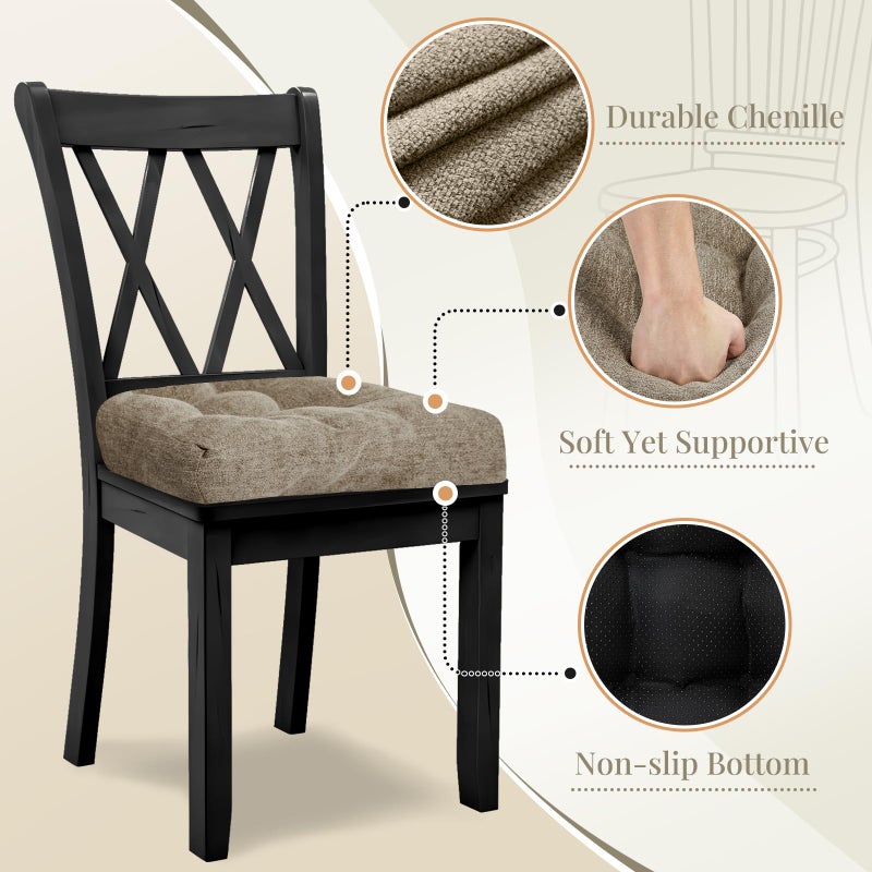 Basic Beyond Chair Cushions for Dining Chairs, Non-Slip Chair Pads, Thick Seat Cushions for Dining Room Chairs, Kitchen Chair Cushions Set of 4, 17" x 17" x 4", Khaki - Image 5