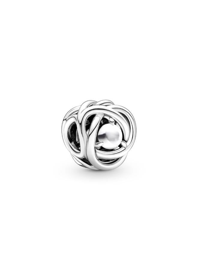 PANDORA June White Mother of Pearl Eternity Circle Charm - Image 1