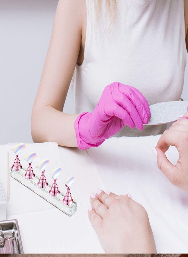 Blulu 2 Sets Nail Stand for Press on Acrylic Nails Display Practice Magnetic Fake Nail Holder for Painting Nails for False Fingernail Manicure Tool Home DIY Salon Supplies(Pink) - Image 4