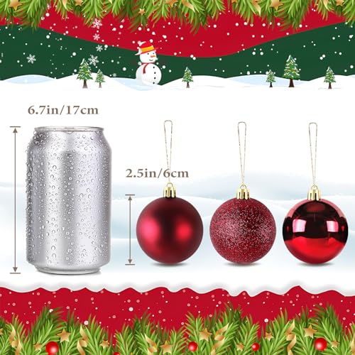 TranquilBliss Christmas Ball Ornaments 24pcs 2.5-Inch Tree Decorations - Ideal for Xmas Tree, Holiday Party, Wreath & Tabletop Decor (Red) - Image 4
