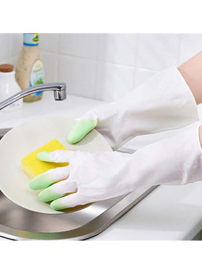 NIBEMINENT Two Tone Kitchen Cleaning Rubber Hand Gloves Green/White S  - Image 3