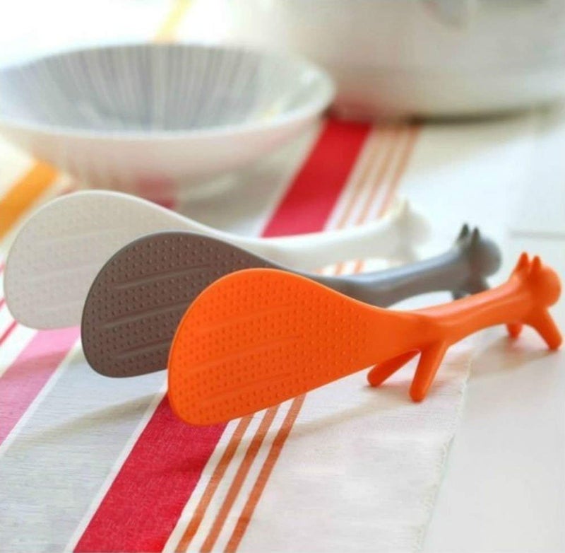 RUITASA Rice Paddle 3PCS Lovely Squirrel Shape Standing Spoon, Non-stick Heat Resistant Kitchen Tool, Creative Household Kitchenware - Image 1