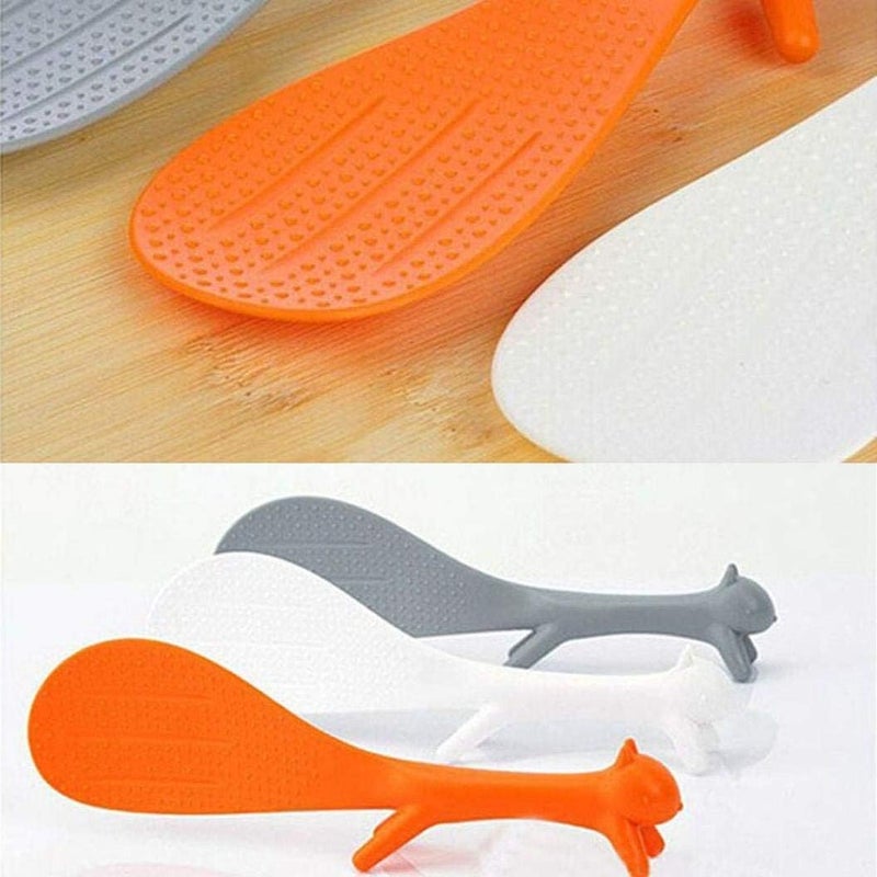 RUITASA Rice Paddle 3PCS Lovely Squirrel Shape Standing Spoon, Non-stick Heat Resistant Kitchen Tool, Creative Household Kitchenware - Image 3