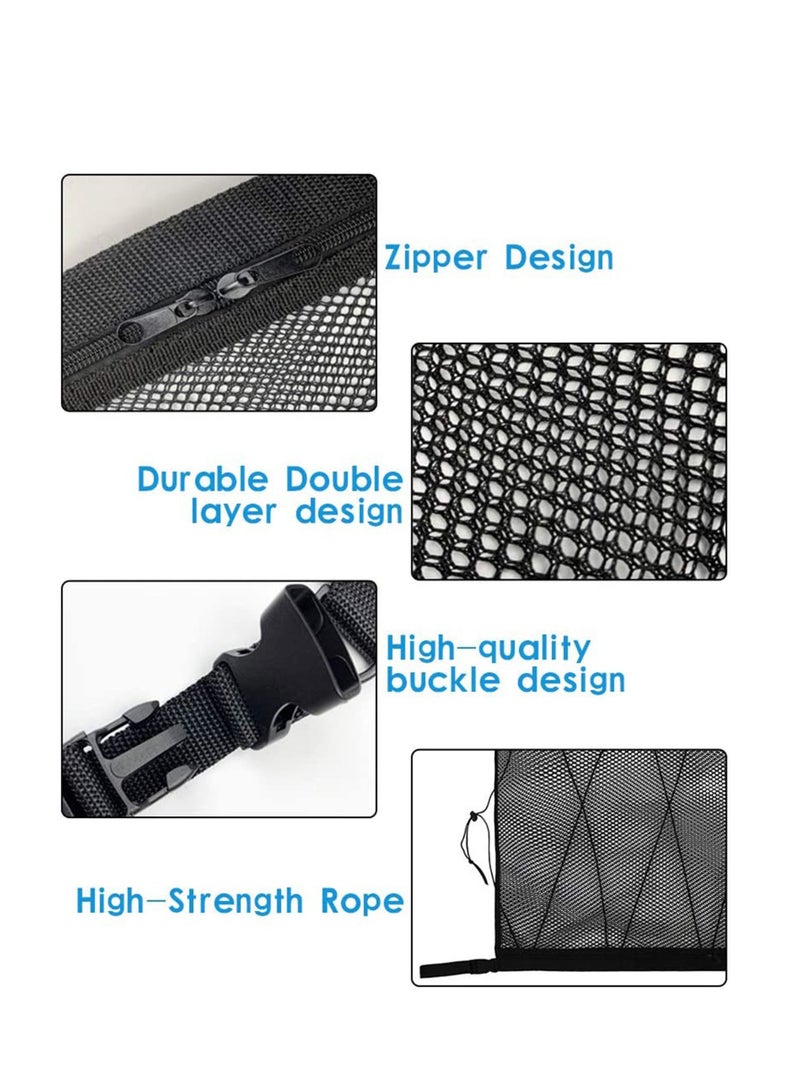 سيوسي شبكة منظم تخزين البضائع بالسقف الداخلي بطبقتين من SUV مع مشبك قابل للتعديل ورباط إضافي ، 33.4x22.5in - Image 4