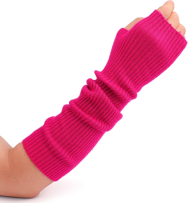 F Flammi Cashmere Blended Arm Warmer for Women Winter Fingerless Gloves Knit Mitten Gloves Wrist Warmer with Thumb Hole - Image 4