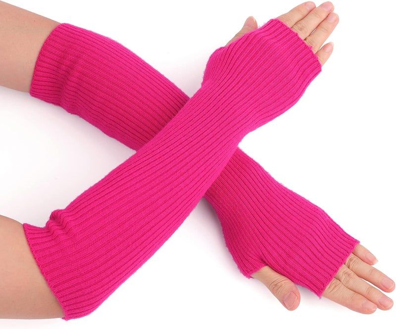 F Flammi Cashmere Blended Arm Warmer for Women Winter Fingerless Gloves Knit Mitten Gloves Wrist Warmer with Thumb Hole - Image 2