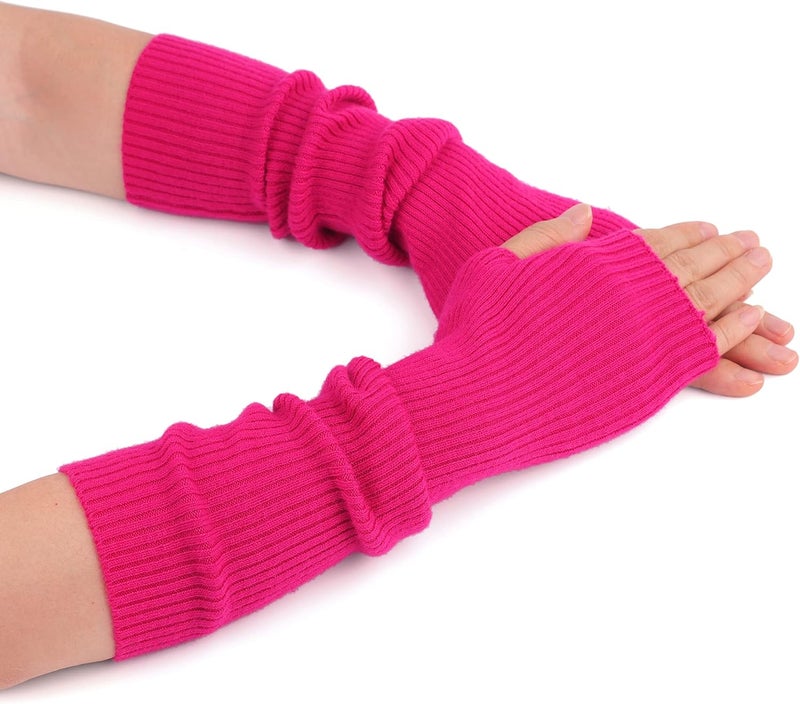 F Flammi Cashmere Blended Arm Warmer for Women Winter Fingerless Gloves Knit Mitten Gloves Wrist Warmer with Thumb Hole - Image 1