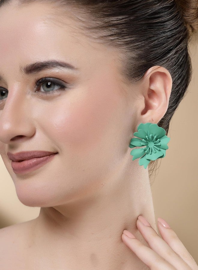 كارات كارت أقراط كارات كارت الخضراء المرصعة بالزهور للنساء - Image 3