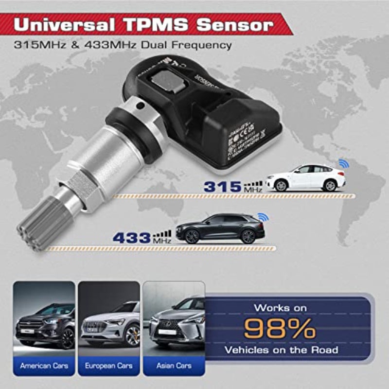 مستشعر TPMS، مستشعر MX، مستشعر استبدال الإطارات مزدوج التردد لجميع السيارات، مثل مستشعر OE، صمام معدني لنظام مراقبة الضغط قابل للاستنساخ بنسبة 100%، اضغط على الداخل، 4 قطع - Image 4