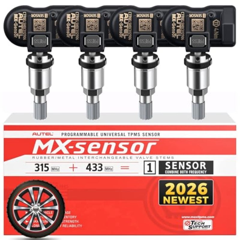 مستشعر TPMS، مستشعر MX، مستشعر استبدال الإطارات مزدوج التردد لجميع السيارات، مثل مستشعر OE، صمام معدني لنظام مراقبة الضغط قابل للاستنساخ بنسبة 100%، اضغط على الداخل، 4 قطع - Image 1