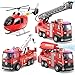 Vanvimen 4 PCS Fire Truck Toys Gifts for 2 3 4 5 Year Old Boys 9 Fire Toy Trucks With Light Sound Sprinkler Pump Include 1 Aircraft and 3 Rescue Fire Trucks Truck Toys for Boys Toddler 13 24 35 46 - Image 2