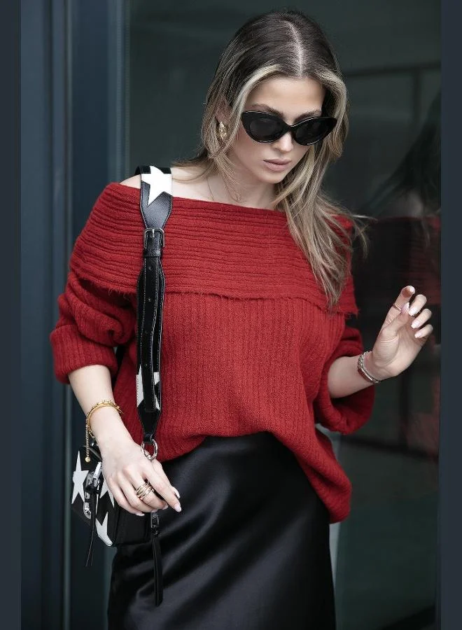 Lela Lela Oversize Fit Madonna Collar Knitwear Sweater Women's SWEATER 4615216