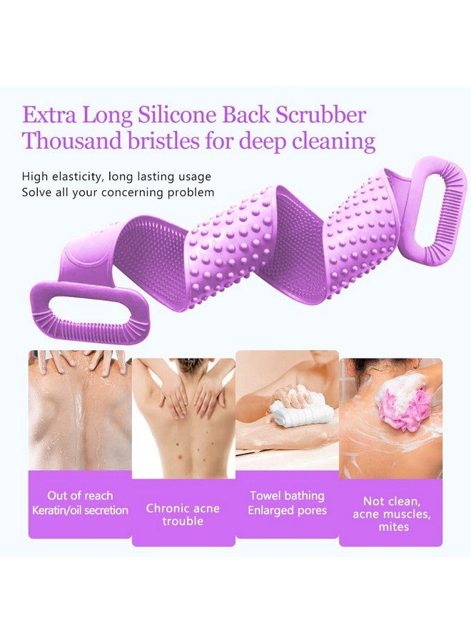 VDHJA Silicone Body Back Scrubber, Double Side Bathing Brush for Skin Deep Cleaning Massage for Shower, Easy to Clean, Lathers Well for Men & Women (Multicolor) - Image 5