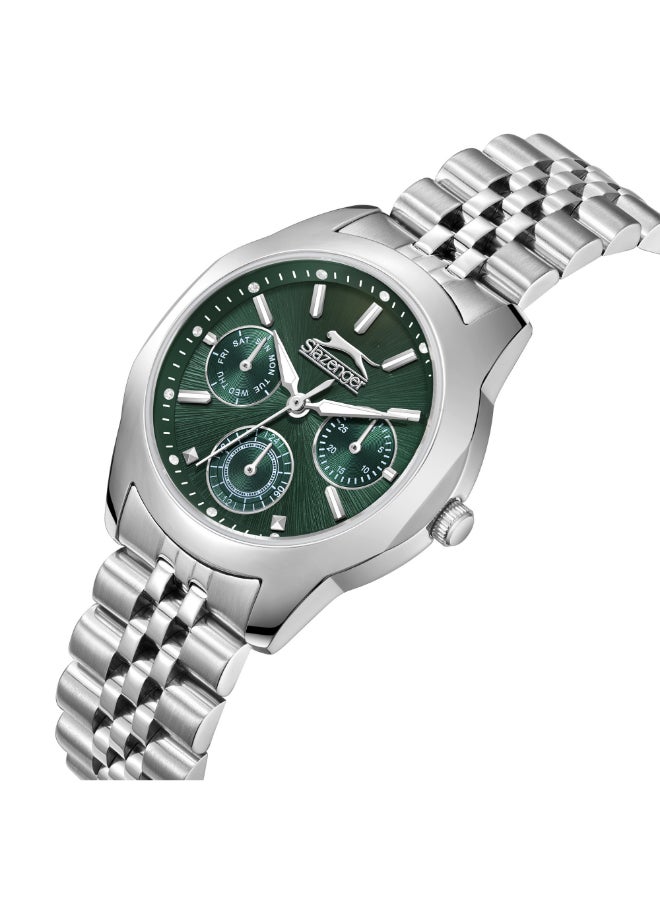 سلازنجر ساعة نسائية متعددة الوظائف بشاشة وسوار معدني فضي - Image 2