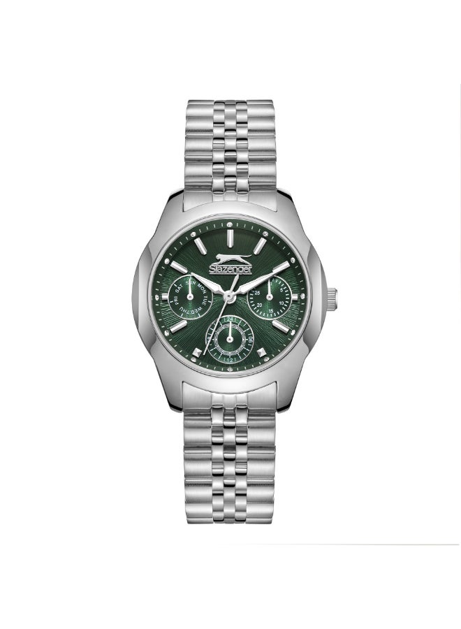 سلازنجر ساعة نسائية متعددة الوظائف بشاشة وسوار معدني فضي - Image 1