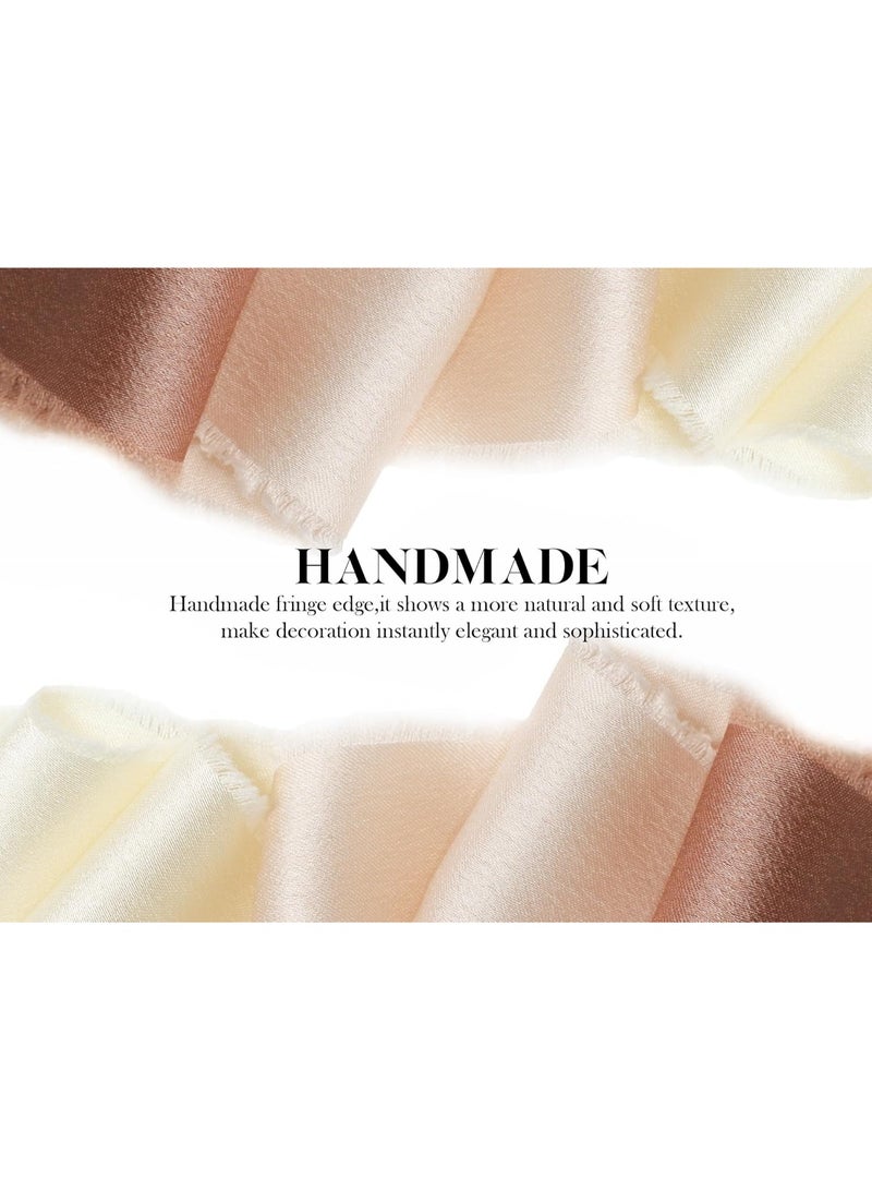 HZYH 3 Rolls Silk Satin Ribbon 1.5 Inch x 15 Yard, Handmade Frayed Chiffon Ribbons for Gift Wrapping, Wedding Bouquets, Crafts, Holiday Décor - Champagne, Nude, White (4cm x  13.5m) - Image 4