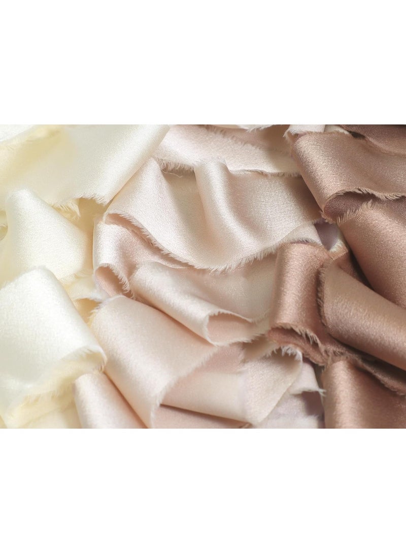 HZYH 3 Rolls Silk Satin Ribbon 1.5 Inch x 15 Yard, Handmade Frayed Chiffon Ribbons for Gift Wrapping, Wedding Bouquets, Crafts, Holiday Décor - Champagne, Nude, White (4cm x  13.5m) - Image 2