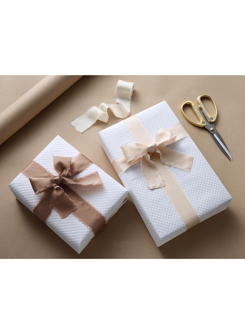 HZYH 3 Rolls Silk Satin Ribbon 1.5 Inch x 15 Yard, Handmade Frayed Chiffon Ribbons for Gift Wrapping, Wedding Bouquets, Crafts, Holiday Décor - Champagne, Nude, White (4cm x  13.5m) - Image 3