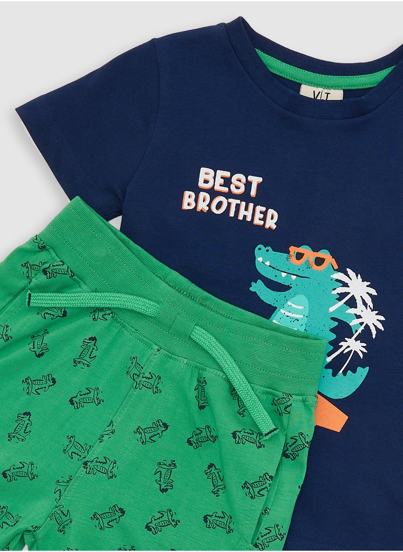 2-Piece Summer Outfit Set Blue & Green for Baby Boys - T-Shirt & Shorts - pzsku/Z203857045FE7BE65B846Z/45/_/1741337222/e5ad4f51-eeeb-4b3d-9ffe-933b380e280f