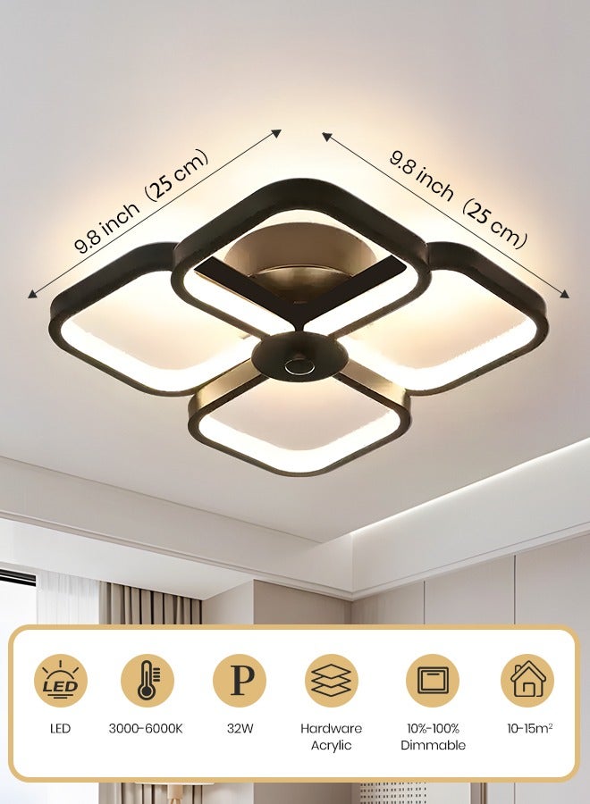 YATAI LIGHTING ضوء سقف حديث، مصباح LED متعدد المربعات قابل للتعتيم، 32 واط، تركيبة إضاءة من الأكريليك والألمنيوم للسقف والجدار لغرفة المعيشة وغرفة النوم والمطبخ وغرفة الطعام - Image 2