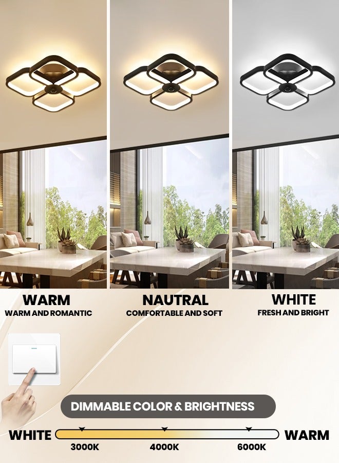 YATAI LIGHTING ضوء سقف حديث، مصباح LED متعدد المربعات قابل للتعتيم، 32 واط، تركيبة إضاءة من الأكريليك والألمنيوم للسقف والجدار لغرفة المعيشة وغرفة النوم والمطبخ وغرفة الطعام - Image 3