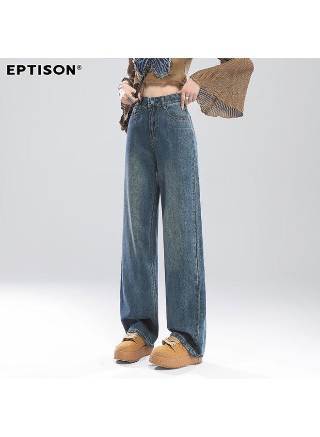 EPTISON Yipintiancheng Autumn Wide-leg Jeans For Women, Fashionable Loose Versatile Long Pants, High-waisted Youthful Slimming Draping Trousers - Image 3