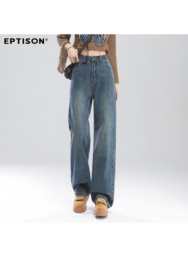 EPTISON Yipintiancheng Autumn Wide-leg Jeans For Women, Fashionable Loose Versatile Long Pants, High-waisted Youthful Slimming Draping Trousers - Image 2