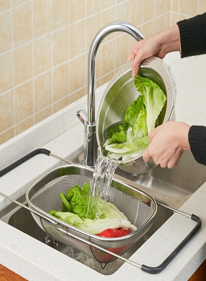 Topyond Stainless Steel Telescopic Strainer Basket Over The Sink Colander with Rubber Handle Kitchen Sink Strainer Basket Tool for Easy Draining and Washing for Home Chefs and Cooking Enthusiasts - Image 5