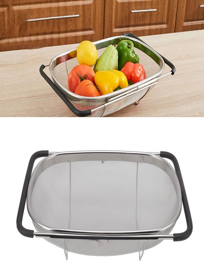 Topyond Stainless Steel Telescopic Strainer Basket Over The Sink Colander with Rubber Handle Kitchen Sink Strainer Basket Tool for Easy Draining and Washing for Home Chefs and Cooking Enthusiasts - Image 1