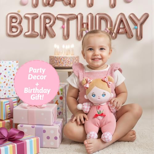 OUOZZZ Soft Baby Doll for 1+ Year Old Girl Gifts - Toys for 1+ Year Old Birthday Christmas Plush Gift for Toddler Adorable First Doll Tulip Pink 10" - Image 4